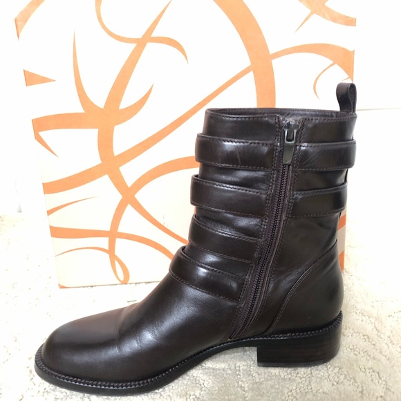 Mia Spigal Brown Leather Boots with Buckles - Picture 3 of 3